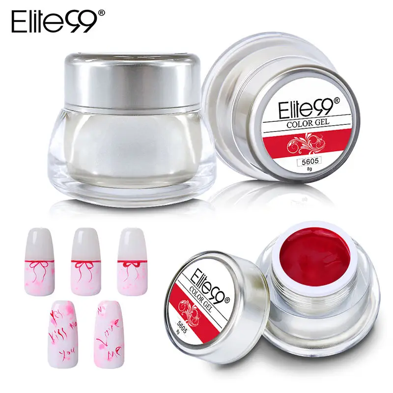 Elite99 12 Colors Acrylic Paint Gel 3D Nail Art Paint Color Gel Draw Painting Acrylic Color UV Gel Tip DIY Nail Art