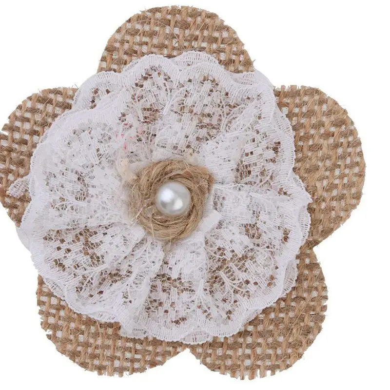 Топ!-6 шт. цветок джутовое кружево ремесло DIY Свадебные украшения