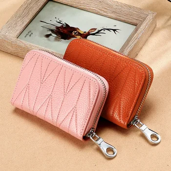 

Korean version ladies wallets genuine leather multicard rfid wallets zipper purses small purse card package women wallets pocket