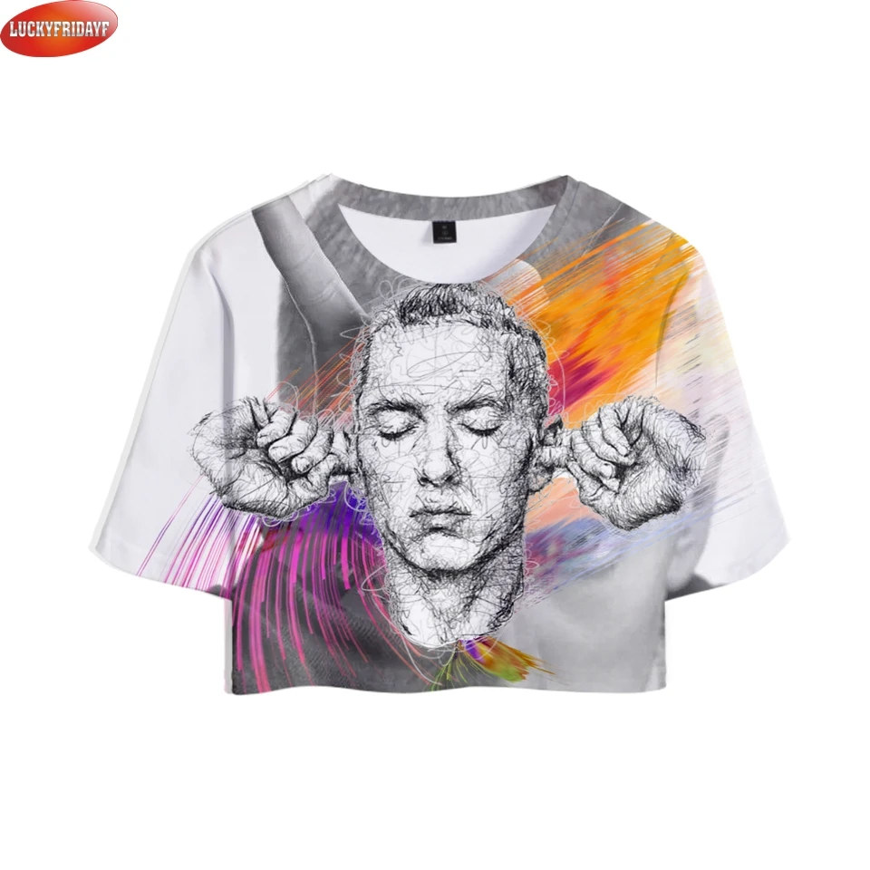 

2018 EMINEM Famous Rapper 3D Printed Summer Crop Tops Women Hip Hop Short Sleeve Fashion Tshirts EMINEM Casual Girls Sexy Wear