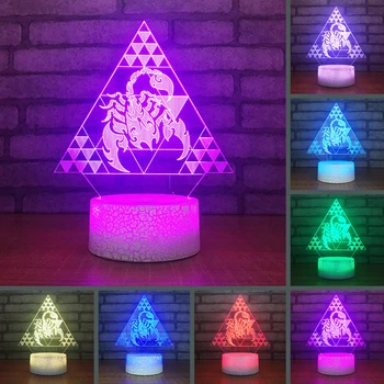 

7 Colors Desk Lamp 3D LED Constellation Scorpion Checkerboard Home Decor Novelty Lamp Baby Sleep Lighting Kids Gift Night Lights