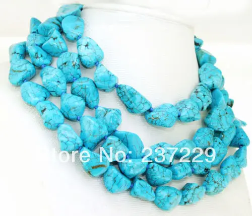 

DD Wholesale price FREE SHIPPING Gorgeous Turquoise Necklace 50" Nugget Turquoise Beads Lariat Necklace
