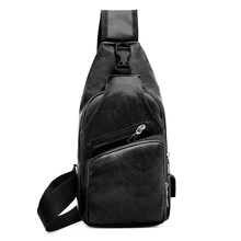 Сумка для мужчин мужские сумки через плечо на ремне нагрудный Пакет кожаный материал usb зарядка через плечо Сумочка твердая молния классический стиль
