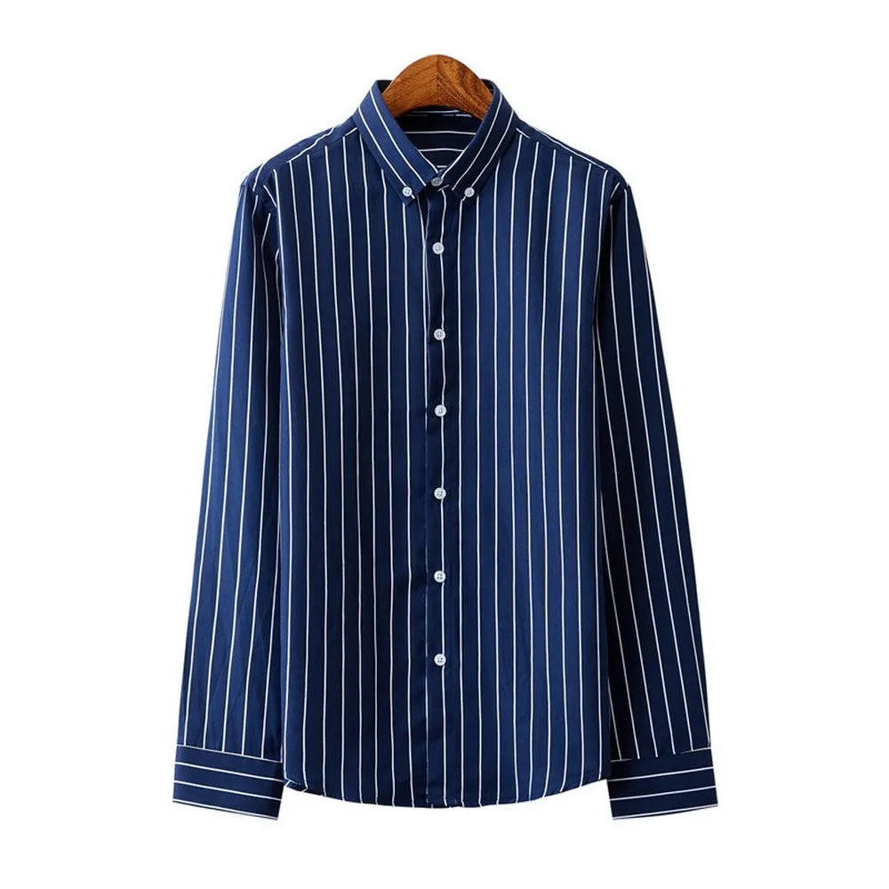 

Striped button-down shirt vertical stripes design charm Slim long-sleeved shirt men's casual daily versatile shirt 2019 hot new