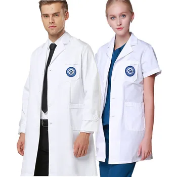 

White Lab Coat Medical Work Coat Jacket for Women and Men Tall White Lab Coats Notched Collar Hospital Doctor Workwear