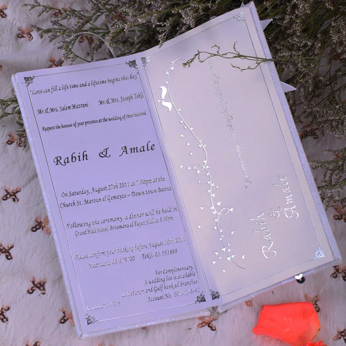 100 шт Персонализированные Свадебные Пригласительные открытки с сумочкой, элегантные Пригласительные открытки ручной работы с печатью, белый красный синий цвет