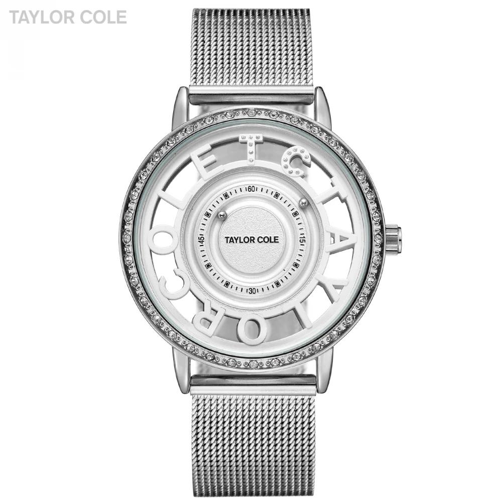 En Ligne Taylor Cole Poignet Montres Femmes Reloj Mujer Ronde Argent Cristal Perle Analogique Steel Band Clock Dames Montre Horloge Dames TC131