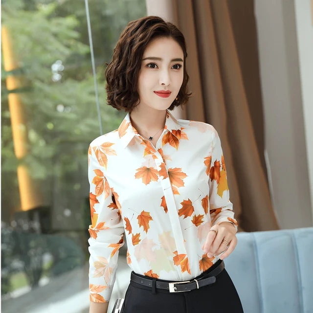 Moda impresa 2018 nuevos estilos blusas y camisas de manga larga para las mujeres de negocios Ropa Trabajo blusa Tops ropa de mujer camisa _ - AliExpress Mobile