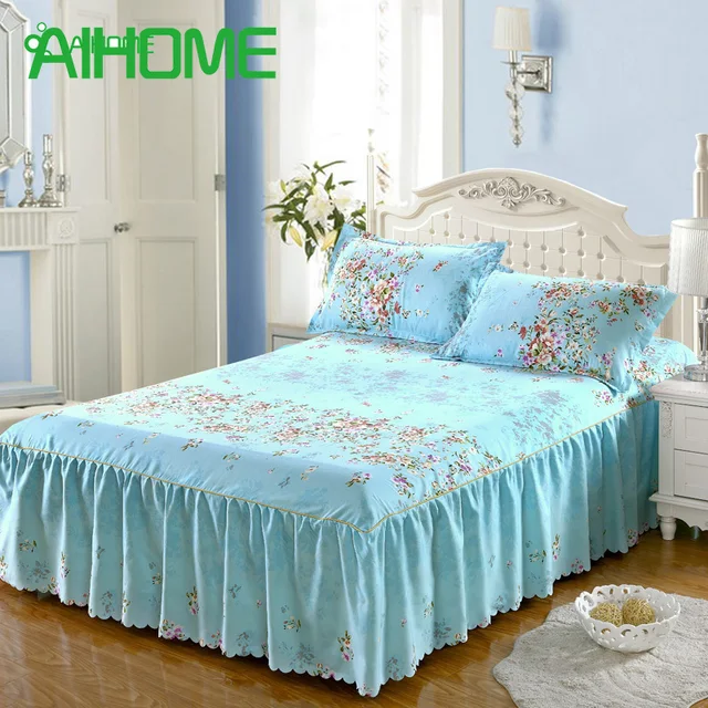 romantic bloom pattern bed skirt matte non slip dust ruffle queen queen size bedskirt