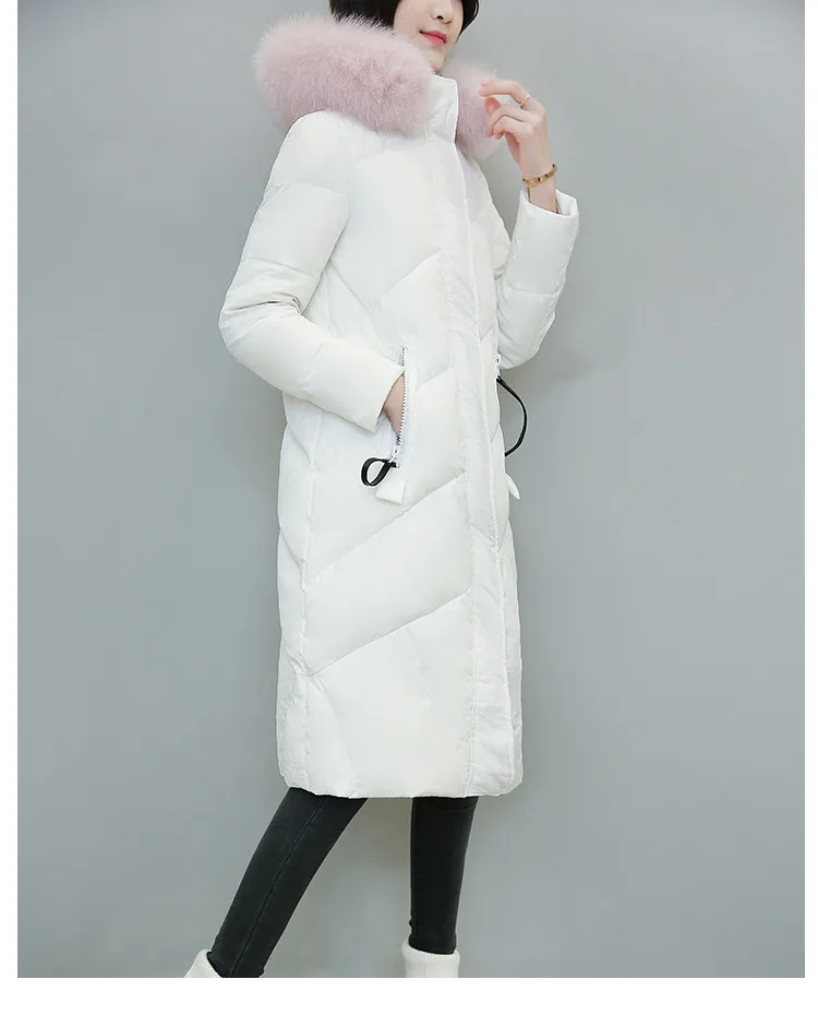KMETRAM модное пальто с меховым воротником зимняя куртка женская Jaqueta Feminina Inverno длинная пуховая хлопковая парка зимнее пальто для женщин HH455