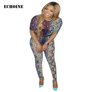

2019 Summer Women Short Sleeve Leopard Print 2 Piece Set Tracksuit Female Workout Slim Bodycon Club Outfits Sweatshirt Pants Set