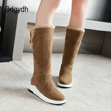 Gdgydh сапоги до колена; зимняя теплая обувь; Новое поступление года; женские зимние сапоги с металлическим ремешком и пряжкой; плюшевая подкладка; хорошее качество