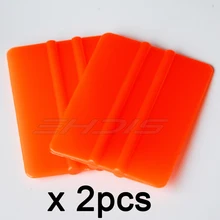 EHDIS 2 шт. скребок для очистки стекла Авто оранжевый скребок для льда авто автомобиль влажная салфетка инструменты виниловая обертка инструмент 7,5x5,5 см 2A06