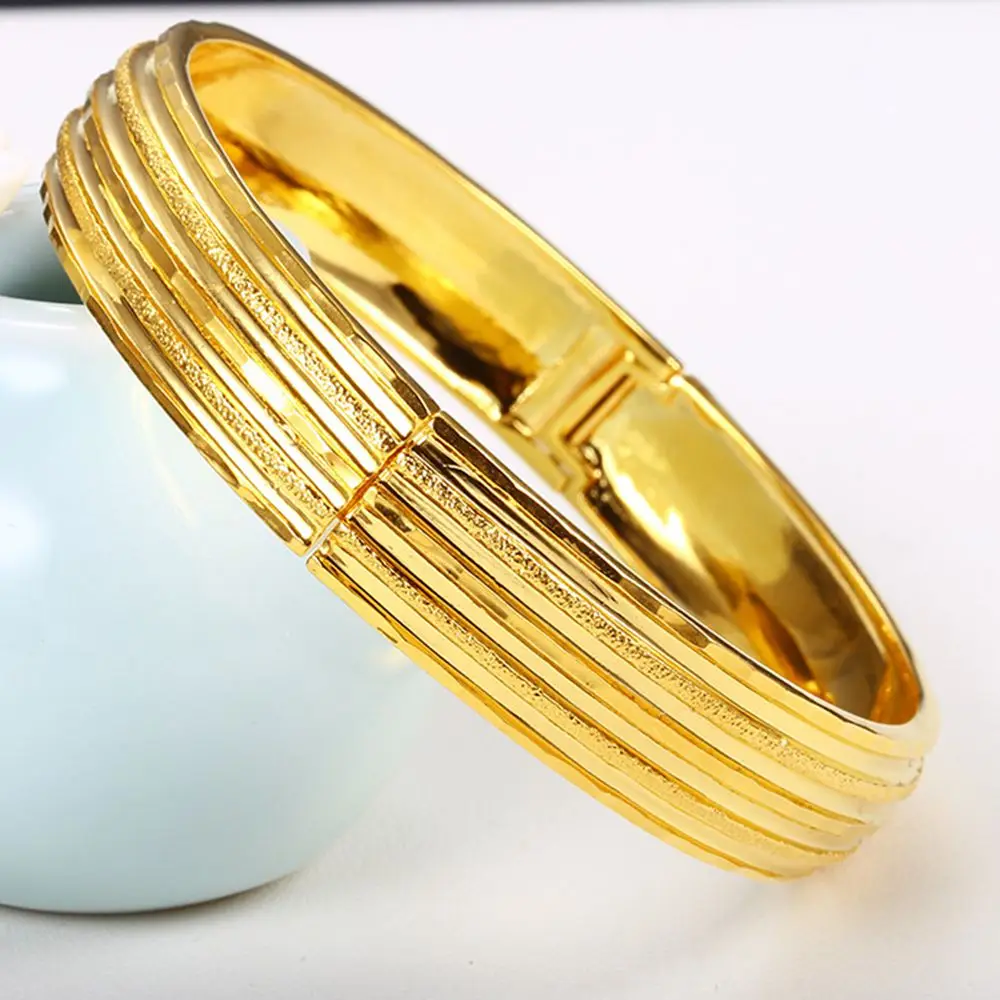 12mm Thick Womens Bangle Yellow Gold Filled Classic Style Wedding Party