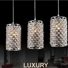 Современный Обеденная полированный хром E27 с украшением в виде кристаллов подвесной светильник