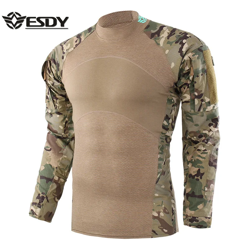 

ESDY New Tactical Shirt Men Outdoor Hunting Shirt Hunting Base Layer Camouflage Pattern Shirt Functional Hunting Clothes For Man