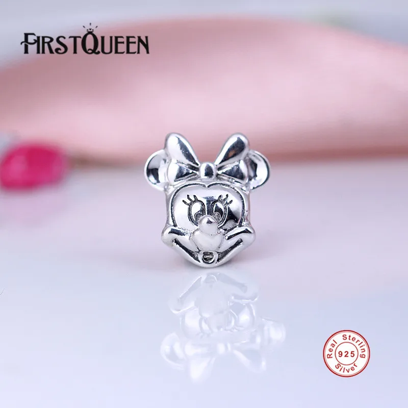

FirstQueen High Quality 100% 925 Sterling Silver Minnie Portrait Charm Beads Fit Original European Bracelet Bangle Jewelry E