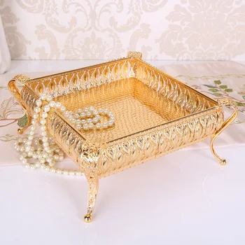 

Luxury European Style Metal Tray Home Decoration Tableware Storage Fruit Tray Snack Holder Hotel Decor Jewelry Holder Organizer