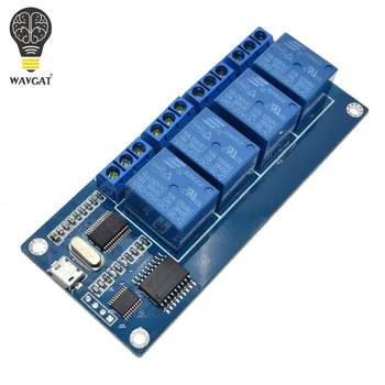 

WAVGAT micro usb relay module 5v 4 channel relay module, relay control panel with indicator 4 way relay output usb interface