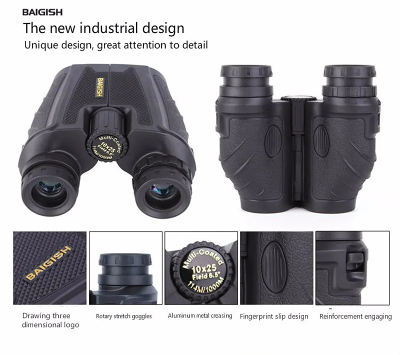 Бинокль Baigish высокой мощности 10X25 телескоп Hd Оптический Компактный Карманный бинокль для концерта, кемпинга, охоты, русской армии