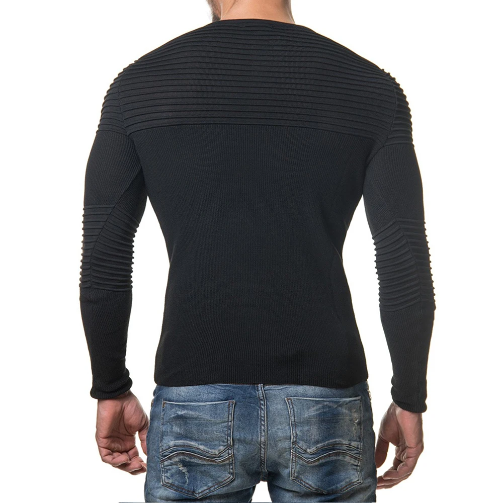 Sweater Men 2018 High Quality Pullover Men Autumn Round Neck Stripe Quality Knitted Brand Male Sweaters XXL T66
