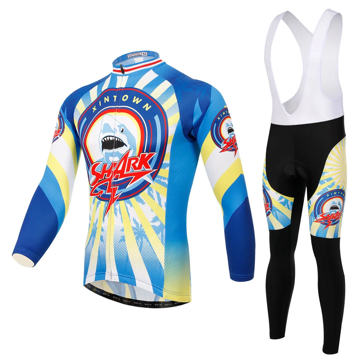 

XINTOWN 2018 Long Sleeve Spring Autumn Long Sleeve Sets Cycling Jersey Warm Bike Cycling Clothing Bicycle Bib Pants Set