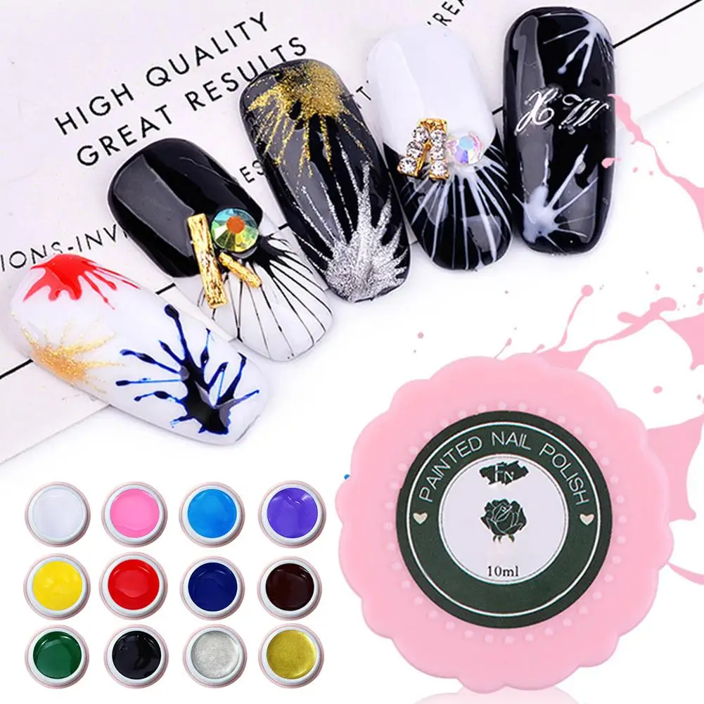 

Nail Art 3D Painted Glue Solid Color Nail Polish Painting Practice Mini Pink Bottle Japanese Style Painted Nail Glue 12 Colors