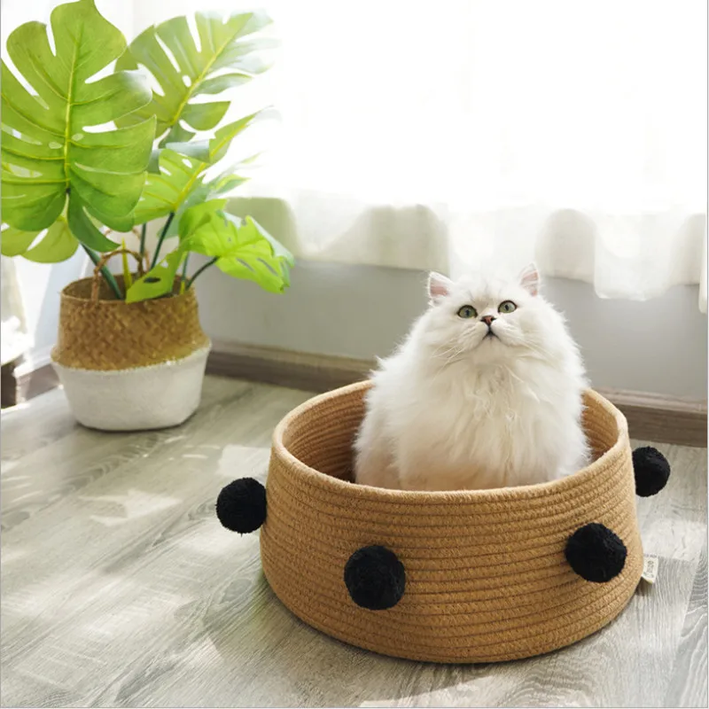 

Nordic cat litter season four seasons universal cat bed cat house villa small dog kennel hand-woven cotton cat basket