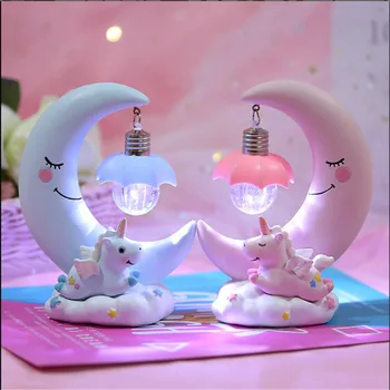 

Cartoon ornaments LED night light unicorn Moon light children baby room lamps lamps cute girls gifts