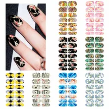 1 лист полное покрытие красочный цветок леопард решетки Дизайн Наклейка на ногти Водная передача патч Фольга наклейки для ногтей DIY штамп советы