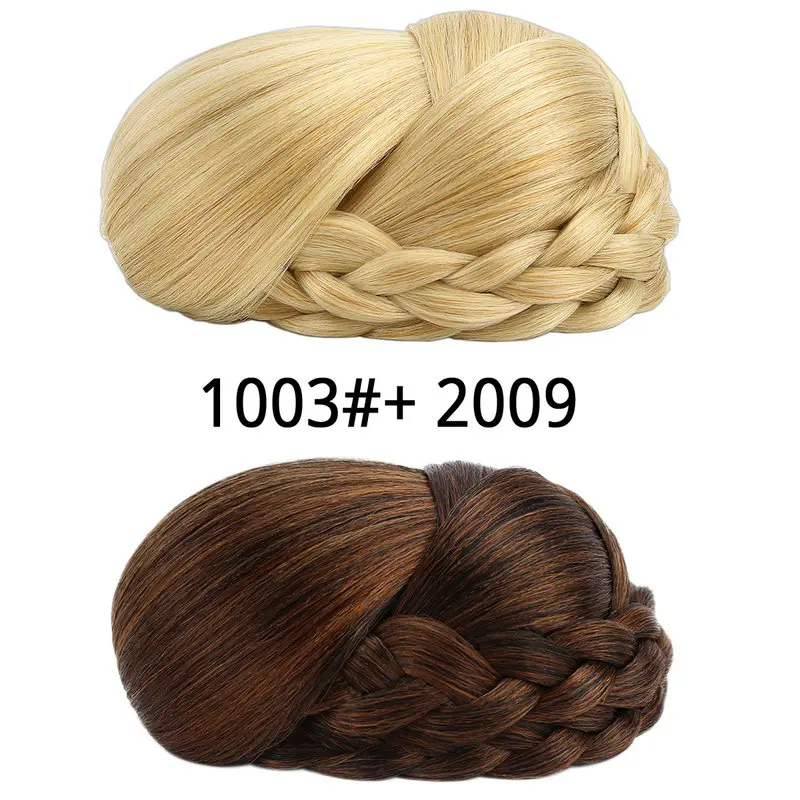 Красота синтетические волосы плетеные на заколках шиньон женские пончики роликовые булочки блонд коричневый черный термостойкие - Цвет: 1003--2009