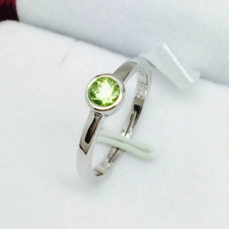 

100% Fidelity Natural peridot Rings s925 sterling silver Natural 4mm green gemstone ring simple fine Jewelry for women
