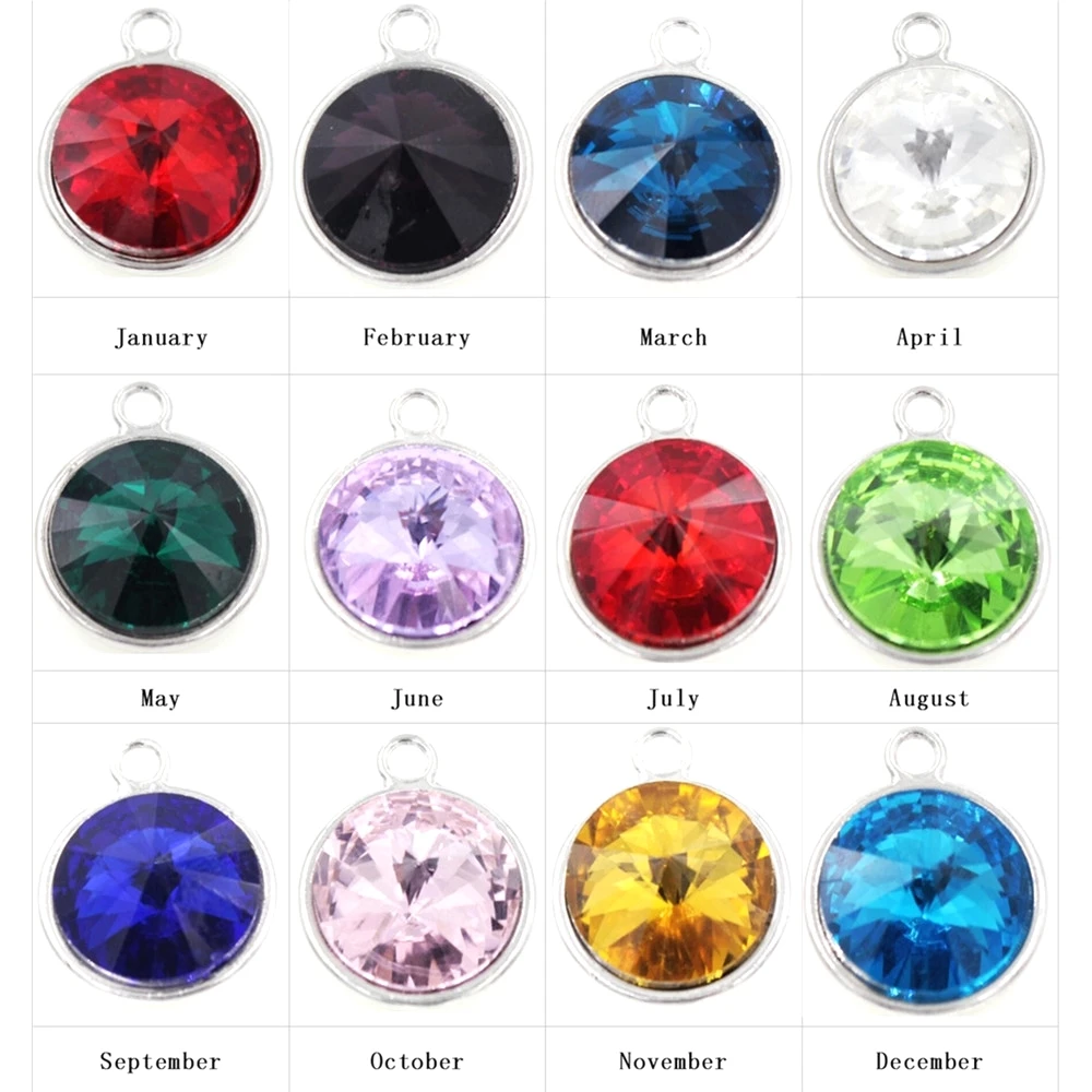 Assorted 120pcs Birthstone 12 Month Charms 16.5mm DIY Crystal Jewelry
