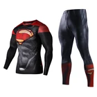Men Fitness Clothing Set Fashion Superman Tracksuit Set Superman Captain America Sportswear Sets 3D Print Full Compression Sets
