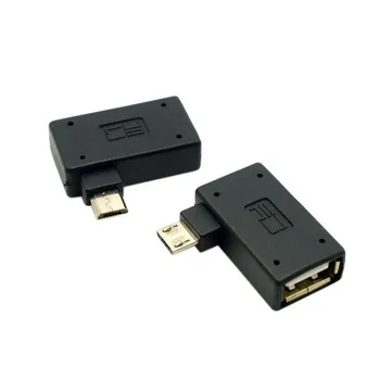 

2pcs 90 Degree Left & Right Angled Micro USB 2.0 OTG Host Adapter Connector Adaptor with USB Power for Tablet