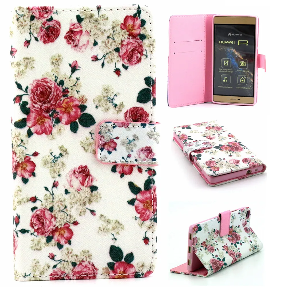 

Painted Pattern PU Leather 5.2for Huawei P8 Case For Huawei Ascend P8 Cell Phone Back Cover Case