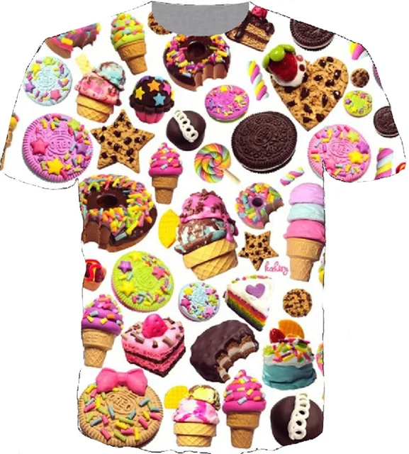 New Summer style Harajuku short sleeve women/men 3d t shirt Donut ice cream print Fashion t-shirt plus size Drop Shipping