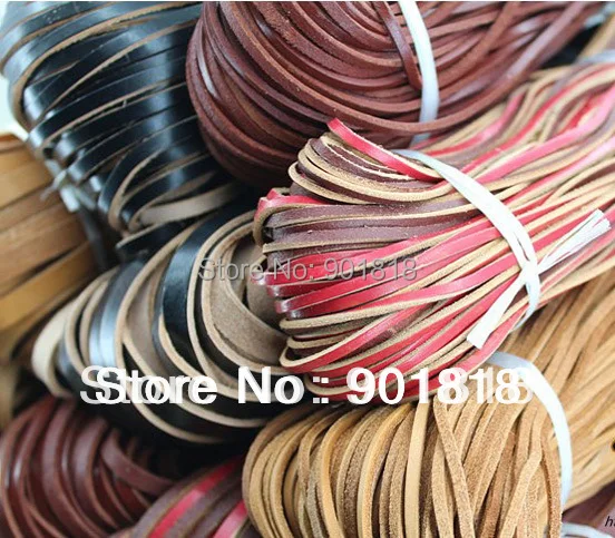 

5meters/lot Wholesale 3mm width flat leather cord 100% COW Real Leather Jewelry Cord F15