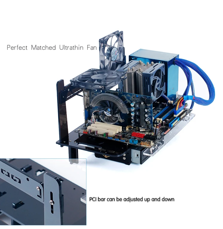 QDIY PC-D555X PC ATX персонализированный акриловый черный прозрачный чехол для компьютерной рамки