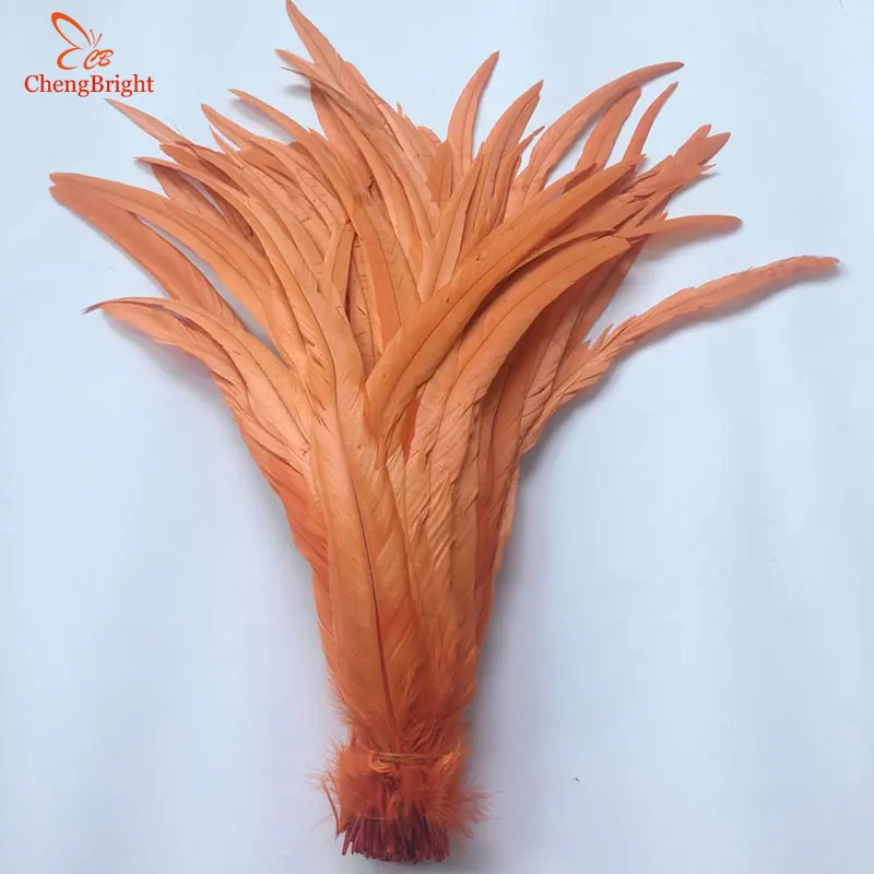 CHENGBRIGHT фиолетовый 50 шт. 35-40 см натуральный петушиные перья петушиные цветные дешевые перья для ремесел рождественские перья фазана - Цвет: Оранжевый