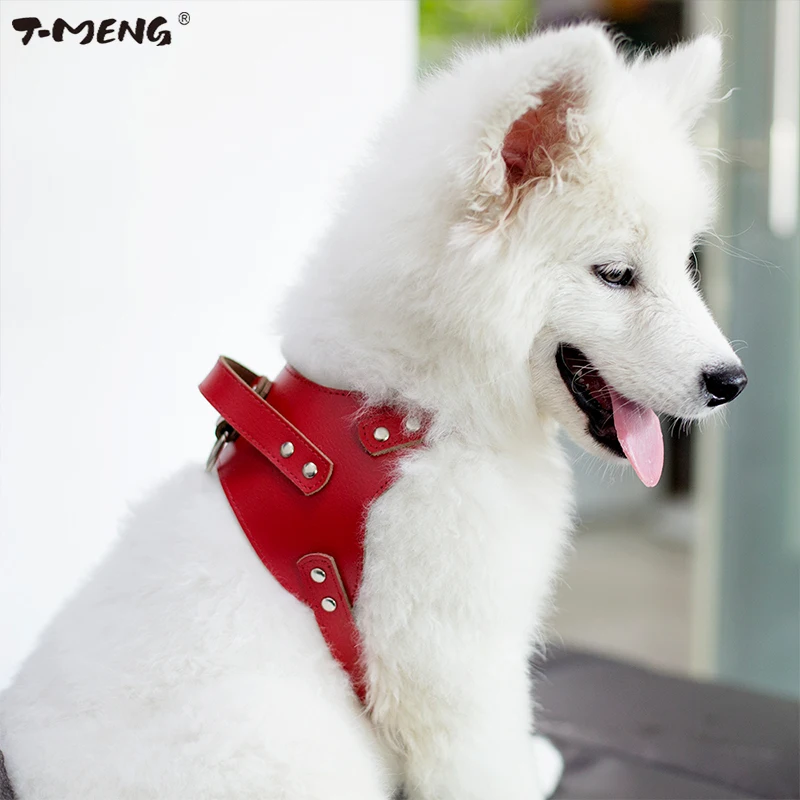 НОВАЯ тонкая жилетка из натуральной кожи для собак k9 питомец|dog harness|genuine leather dog