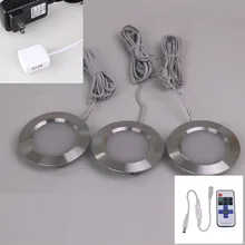 Под Кабинет светильник s светодиодный Ночной светильник с регулируемой яркостью(12 V 3W Круглый Алюминий шкаф светильник под шкаф Кухня лампы счетчик светильник Инж