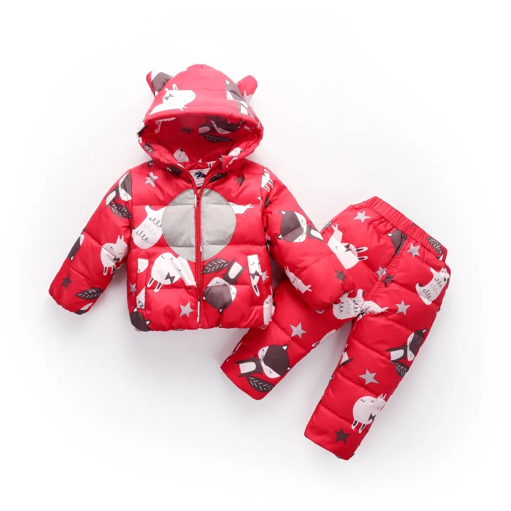 Winter Kids Clothing Sets Warm Duck Down Jackets Clothing Sets Baby Girls & Baby Boys Down Jacket Suit 2pcs Coats Pants Overcoat honeyking 2pcs child waterproof boys girls clothing sets double layer boys girls jackets rain pants kids hooded raincoat suit