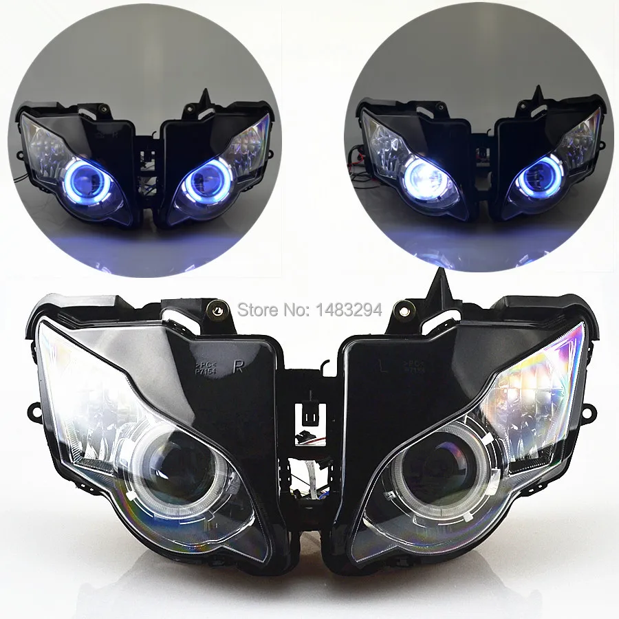 

Custom Assembled Projector Headlight Blue&White Angel Eye HID Fits For Honda CBR1000RR CBR1000 RR 2008-2011 08 09 10 11