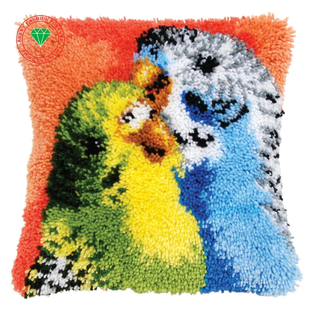 Parrot pillow cushion decor carpet Latch hook rug kits Pillowcase home