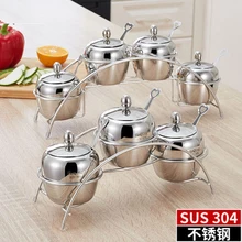 304 stainless steel spice pepper chilli jar set seasoning box sugar bowl kitchenware