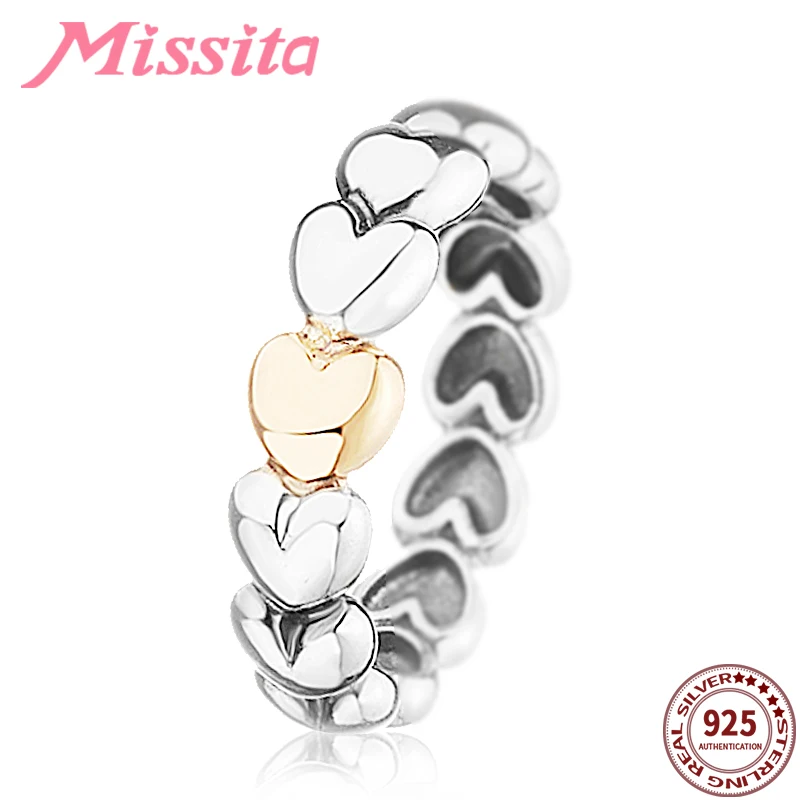 

MISSITA 100% 925 Sterling Silver Heart Stackable Rings for Women Wedding Engagement Brand Fashion Jewelry Anniversary Gift