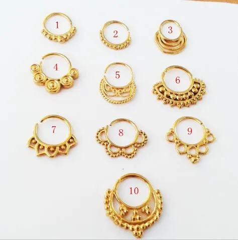 Модные кольца перегородки из нержавеющей хирургической стали, 16 г, Пирсинг перегородки, Золотое кольцо для носа