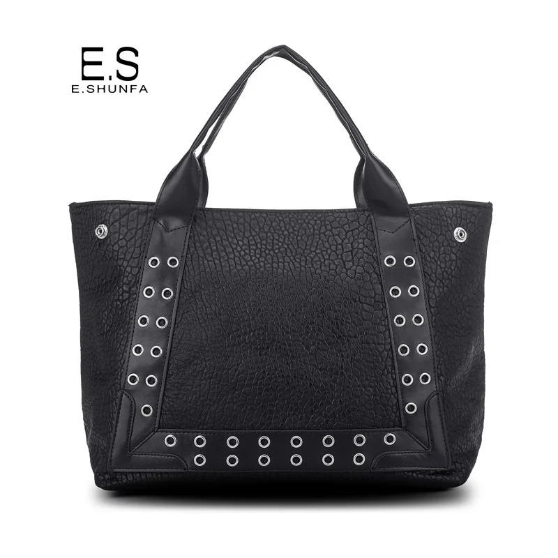 PU Leather Tote Bag Women Shoulder Bags 2017 New Design Fashion Shoulder Bag Large Capacity Patchwork Casual Womens Bags Black