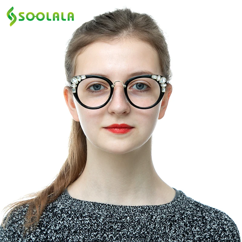 SOOLALA, кошачий глаз, анти-синий светильник, блокирующий фильтр, очки, стразы, антибликовые очки для компьютера, синий светильник для женщин